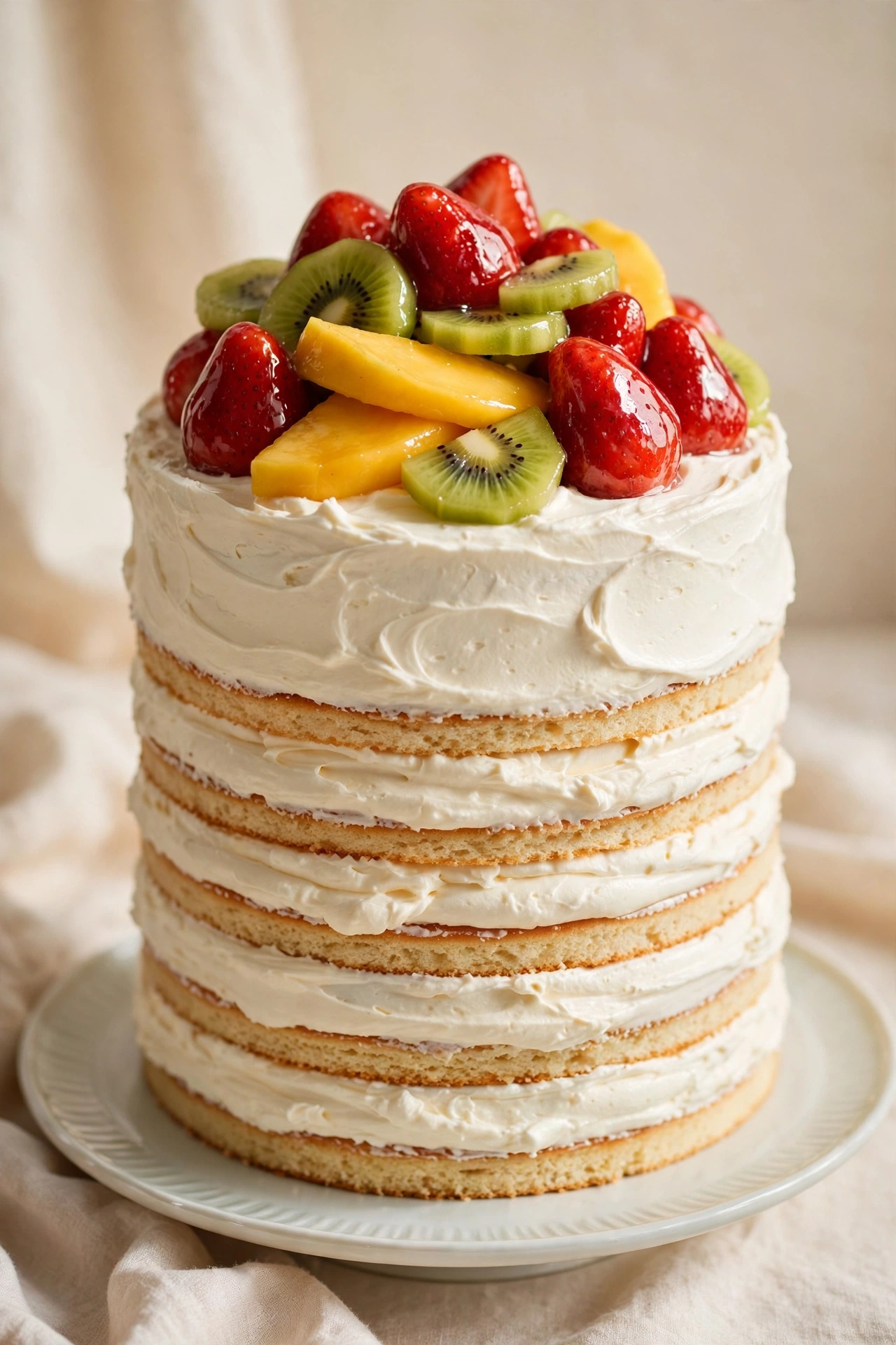 Fresh fruit gateau tall cake