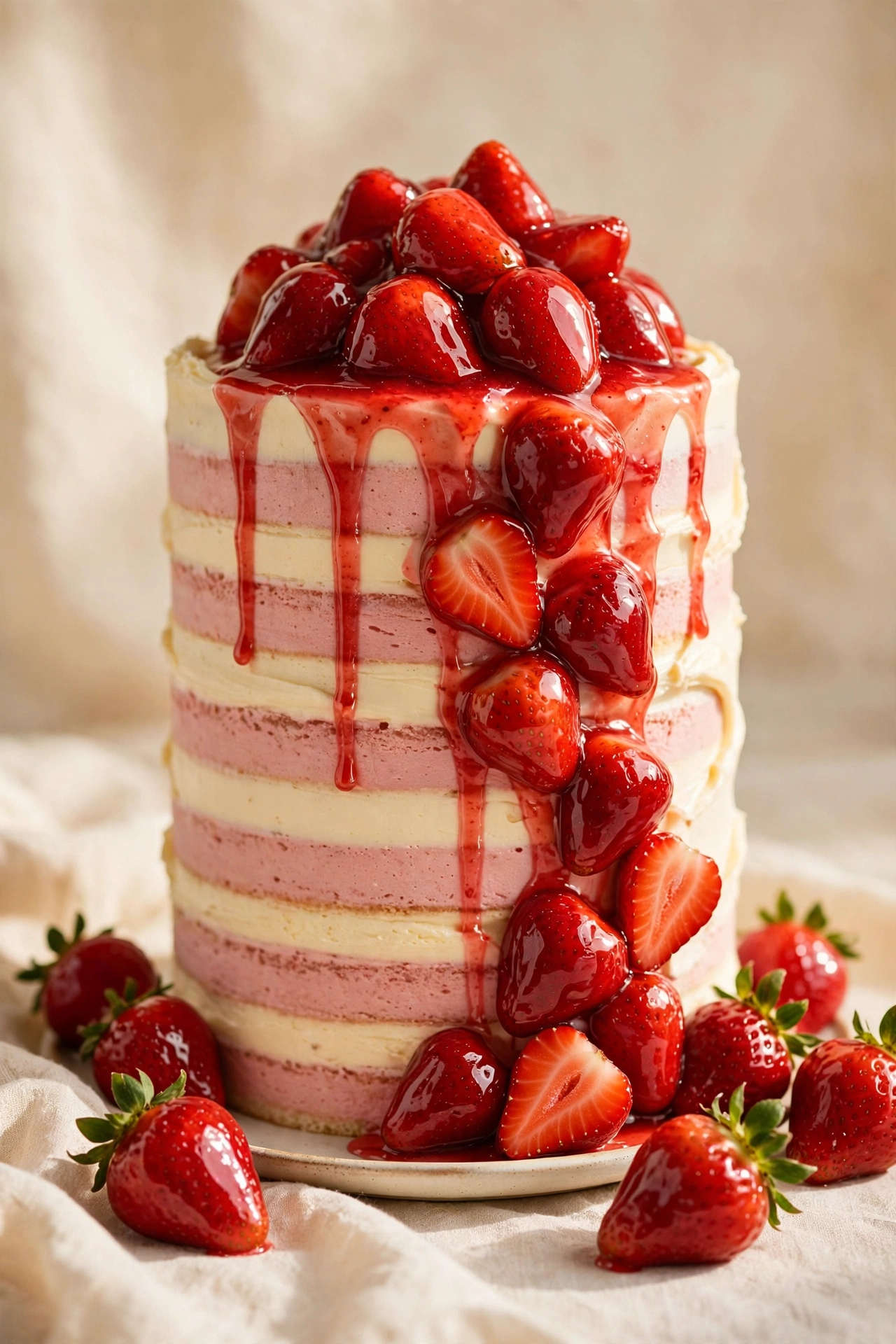 Strawberry tall cake